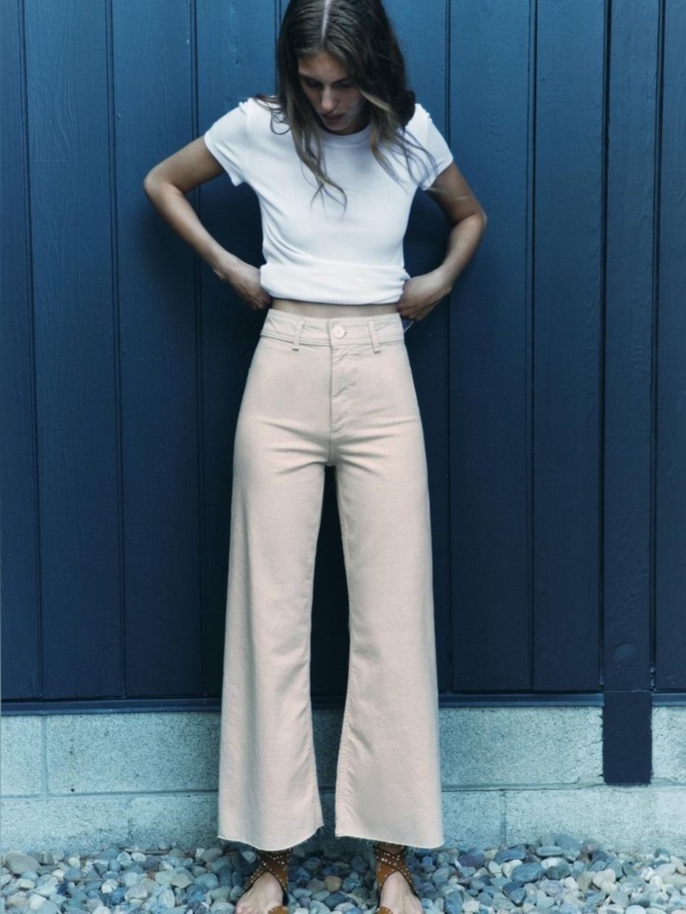 Zara The Marine High-Rise Straight Jeans in Stone
